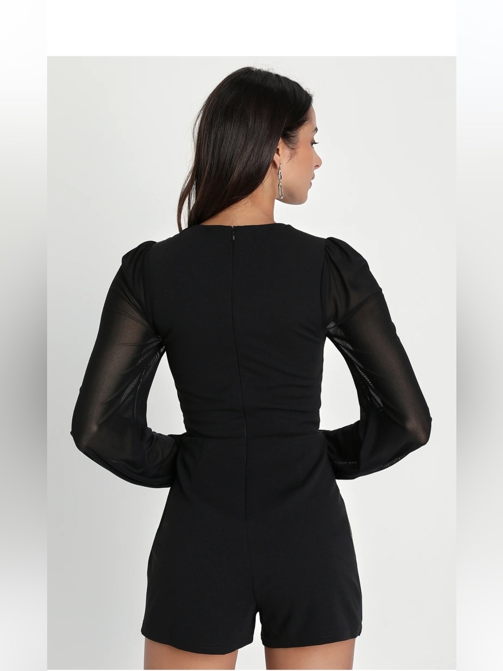 Lulu's Black Sweetheart Neckline Romper - Picture 3 of 7